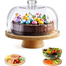 Beige Cake Stands Lark Manor With Dome Lid 6 In 1 Clear Cake Stand