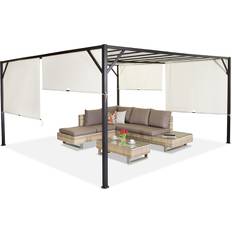 Paviljong 4x4 Garden Point Pergola I Metall Santorini 4 x 4m Krämfärgad