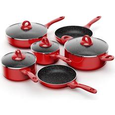 Cookware Ebern Designs 10 Piece Red Cookware Set with lid