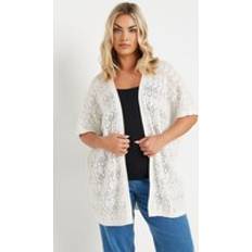White Cardigans Yours Curve Crochet Short Sleeve Cardigan - White