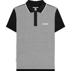Lambretta Clothing Lambretta Mens Gingham All-Over Print Big & Tall Polo Shirt - Black