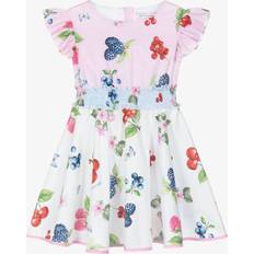 Monnalisa Girls Fruit Print Dress - Pink White