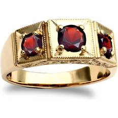 Ruby - Wedding Rings Jewelco London Mens 9ct Gold Jewelco London Garnet 3 Stone Trilogy Carved Gypsy Ring