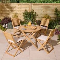 Rowlinson Patio Dining Sets Rowlinson Round 5 Piece 4 Person Outdoor Table with Cushions Patio Dining Set