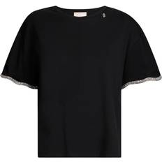 Transparent T-shirts Liu Jo Black Cotton T-Shirt Short Sleeve