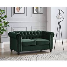 Rosdorf Park Chesterfield 2 Black Velvet 2/76cm H x 122cm W x 87cm D Sofa 3 Seater