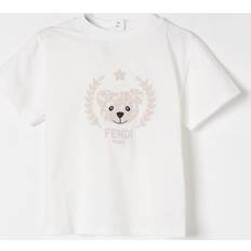Fendi Bear Embroidered Logo T-Shirt Babies - White