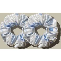 Hair Products LilySilk Silk Scrunchies Light Blue Print 100% Silk Luxurious Hair Scrunchies One Size