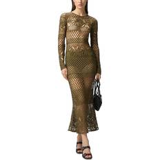 Pinko Robe Longue En Crochet Ajouré - Olive Militaire