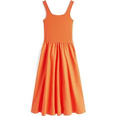 Tommy Hilfiger Jurken Tommy Hilfiger Slim Fit And Flare Midi-Jurk - Donkeroranje