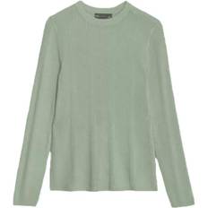Ladies Knitted Fitted Long Sleeve Top - Ribbed Crew Neck