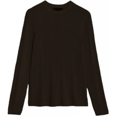 Ladies Knitted Fitted Long Sleeve Top - Ribbed Crew Neck