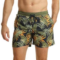 RIPT Essentials Mens Jungle Print Swim Shorts - Navy/Green