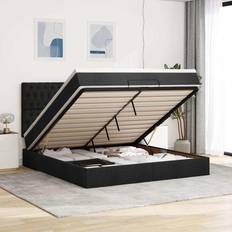 vidaXL Ottoman Sängram Med Madrass Svart 160x200 cm Tyg Sängpaket