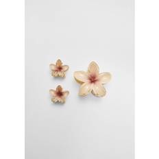 Hair Accessories Stradivarius Set of 3 Floral Hair Clips Ecru