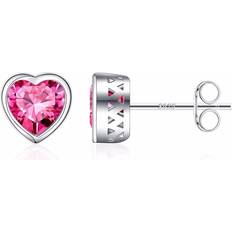 October Birthstone Pink Sapphire Earrings - Silver