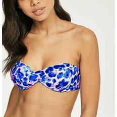 Figleaves Swimwear Figleaves Leopard Bikini Top Size 14 - Blue White