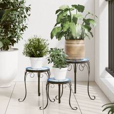 VidaXL Planters Accessories vidaXL Plant Stands 3 pcs Blue and White