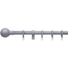 Grey Curtain Accessories Dunelm Ashton Extendable Metal Curtain Pole with Rings - Grey