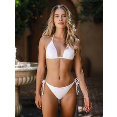 Chelsea Peers Textured Tie Side Bikini Bottom - White