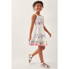 Beige Dresses Monsoon Kids' Floral Embroidered Dress - Light Cream