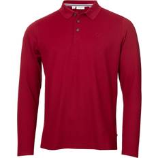 Calvin Klein Mens 2025 Long Sleeve Stretch Campus Golf Polo Shirt - Burgundy