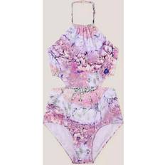 Pink Bathing Suits Monsoon Kids' Marble Cut-Out Swimsuit - Pink