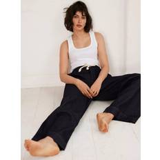 Sammet Jeans Mint Velvet Tie Waist Wide Leg Jeans - Blue Navy