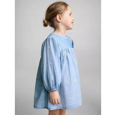Mango Kids' Tropez Cotton Embroidered Dress - Pastel Blue