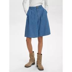 Nümph Lucie Stripe Denim Shorts - Blue/White