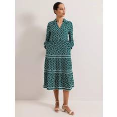 Tencel Dresses Phase Eight Lara Chain Print Tiered Midi Dress - Mid Green