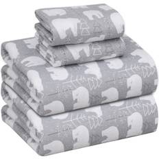 RUVANTI Flannel Sheets Full Size 100% Cotton Double Brushed Sheets Set 16 Inches Bed Sheet
