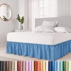 Valance Sheets CGK Unlimited Wrap Around Dust Ruffle Bed Skirt 12 in Denim Valance Sheet Blue
