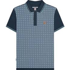 Lambretta Clothing Lambretta Mens SS25 Houndstooth Big & Tall Polo Shirt - Navy