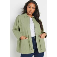 Denim - Women Outerwear Yours Curve Sage Green Utility Style Denim Jacket