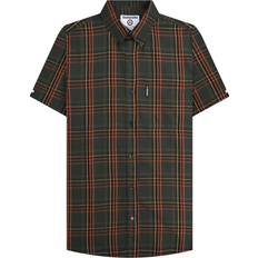 Lambretta Shirts Lambretta Mens SS25 Checked Shirt - Khaki Green/Orange