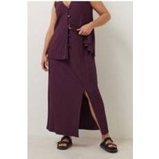 Purple Skirts Yours Curve Crinkle Plisse Maxi Skirt - Purple