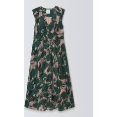 John Lewis Vivid Bloom Print Sleeveless Cotton Blend Midi Dress - Multi