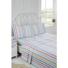 Rapport Home Hone Candy Stripe 100% Brushed Cotton King Bedding Set Bed Sheet