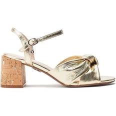 Gold Heeled Sandals Moda In Pelle Mokara Leather Twist Knot Block Heel Sandals - Gold