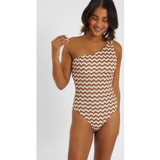 Natural Swimsuits Accessorize Crochet One-shoulder Swimsuit - Natural
