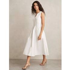 Reiss Clothing Reiss Liza Cotton A-Line Midi Dress - Ivory