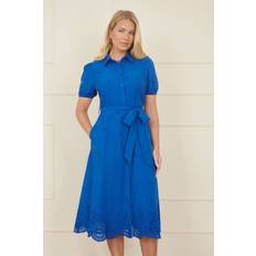 Yumi Cut Out Detail Puff Sleeve Dress - Blue