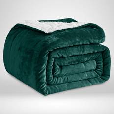 99rooms Emerald 230x270 cm Soft Sherpa Fleece Throw Bed Blankets Green