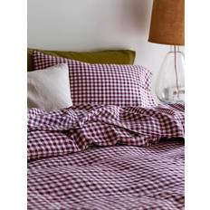 Textiles Piglet in Bed Gingham Linen Flat Bed Sheet