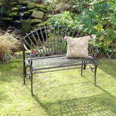 Metal Garden Benches Melody Maison Large Ornate Black Metal 103 cm Garden Bench