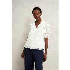 Denim Blouses Hobbs Chiara Broderie Anglaise Top - White