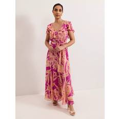 Phase Eight Petite Dinara Floral Dress - Pink/Orange