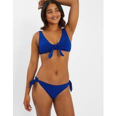 Blue Bikini Tops Accessorize Floral Broderie Tie-Front Bikini Top - Blue