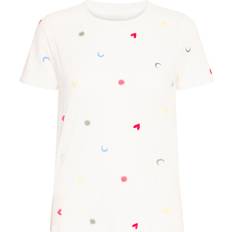 Ichi Vita T-shirts Ichi Olya Cotton Embroidered T-Shirt - Cloud Dancer